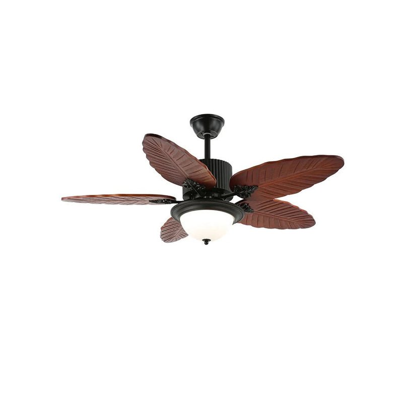 Tropical ceiling fan with lighting and remote control – Natural design with glass shade | Sansoti