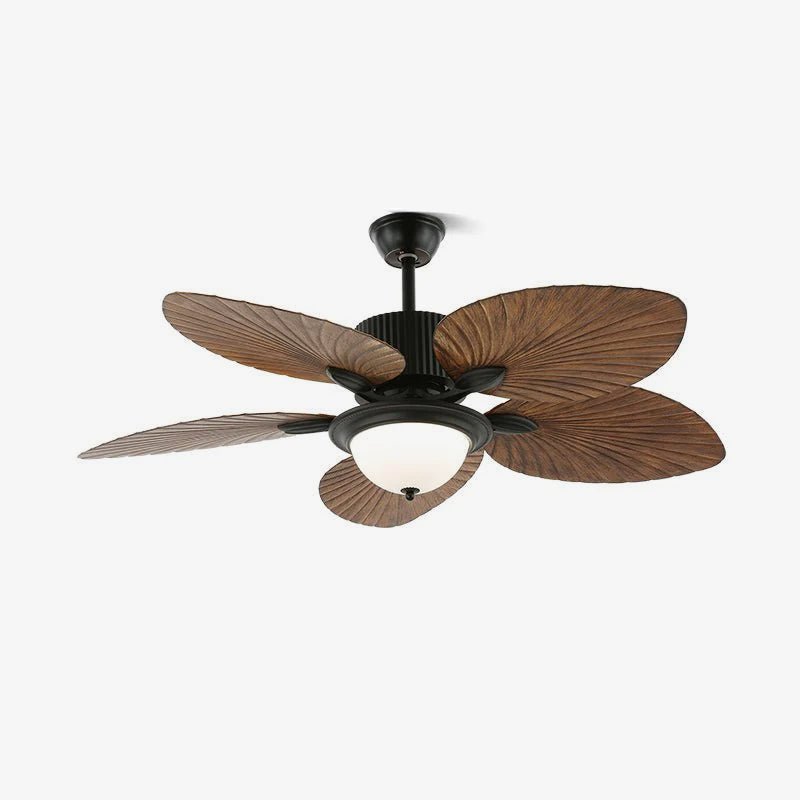 Ventilateur de plafond en bois tropical avec éclairage – télécommande 6 vitesses | Sansoti