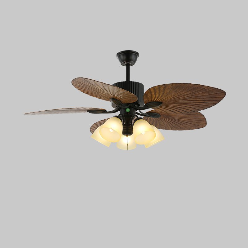 Ventilateur de plafond en bois tropical avec éclairage – télécommande 6 vitesses | Sansoti