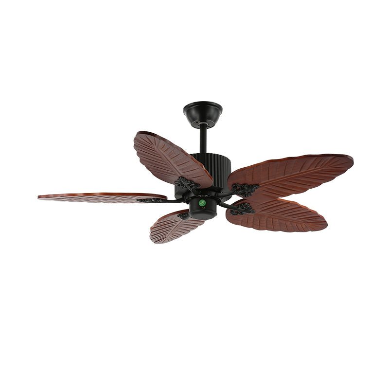 Tropical ceiling fan with lighting and remote control – Natural design with glass shade | Sansoti