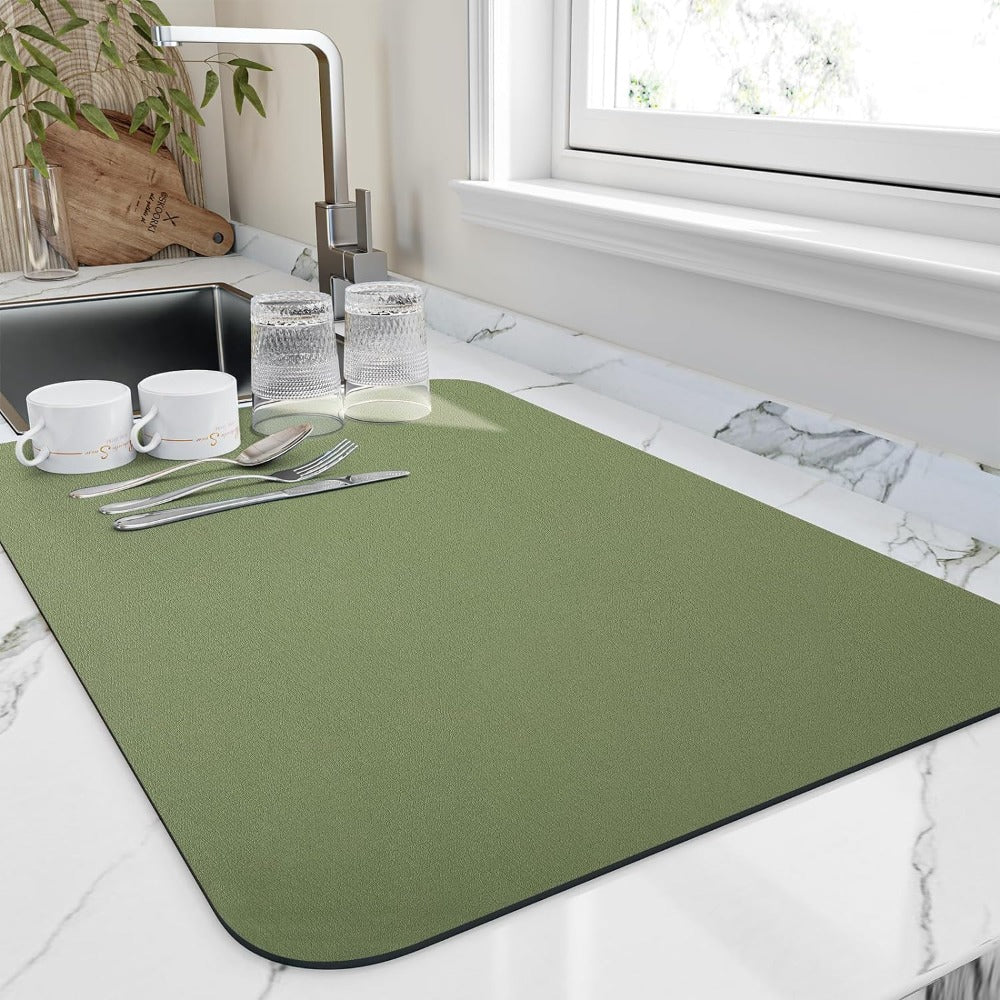 Diatomiet Afdruipmat Keuken Sneldrogend Absorberend Werkbladonderzetter Vaatwerk 40x50 50x60 cm Natuursteen | Sansoti