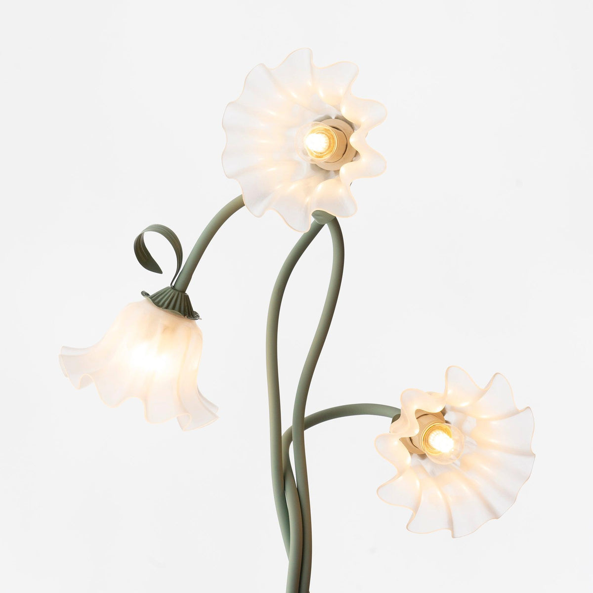 Stehlampe Blumen-Design Grün Weiß Metall 170cm 2-3-flammig LED Stimmungslicht Wohnzimmer Schlafzimmer | Sansoti