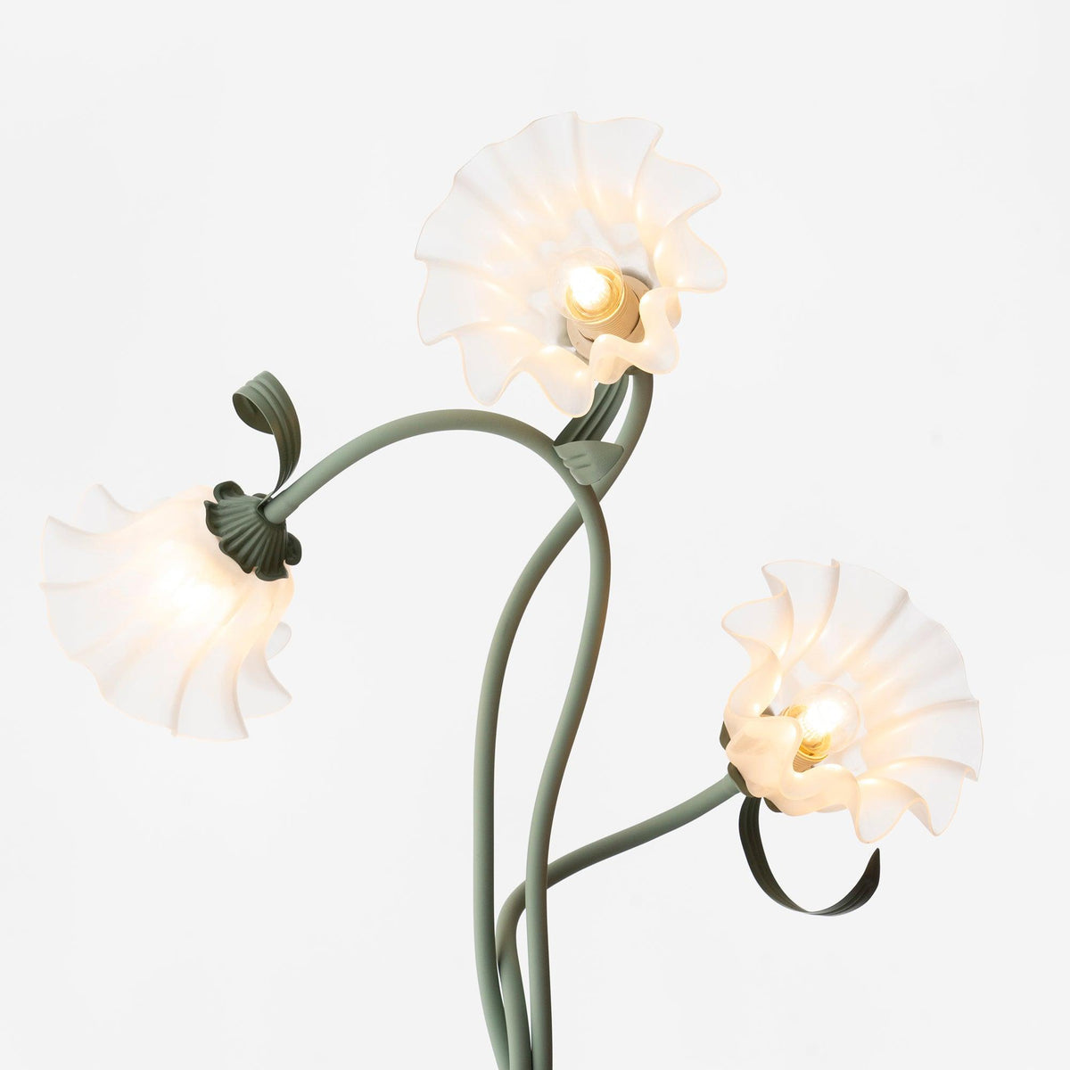 Stehlampe Blumen-Design Grün Weiß Metall 170cm 2-3-flammig LED Stimmungslicht Wohnzimmer Schlafzimmer | Sansoti