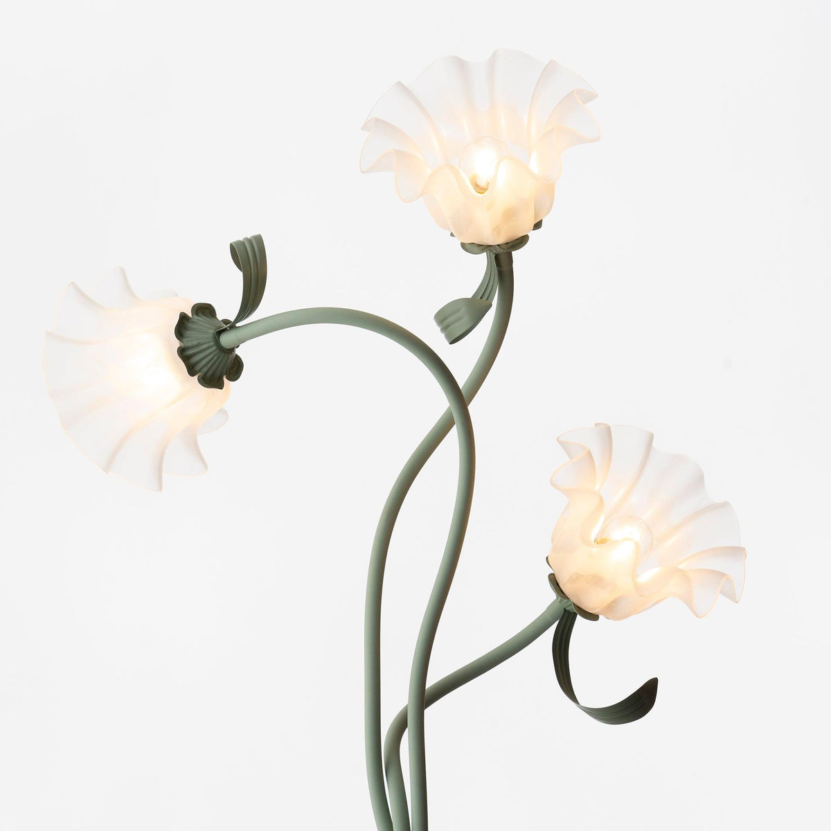 Stehlampe Blumen-Design Grün Weiß Metall 170cm 2-3-flammig LED Stimmungslicht Wohnzimmer Schlafzimmer | Sansoti