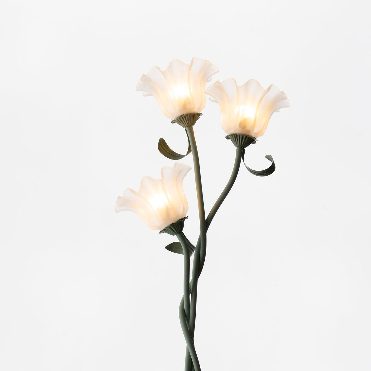 Stehlampe Blumen-Design Grün Weiß Metall 170cm 2-3-flammig LED Stimmungslicht Wohnzimmer Schlafzimmer | Sansoti