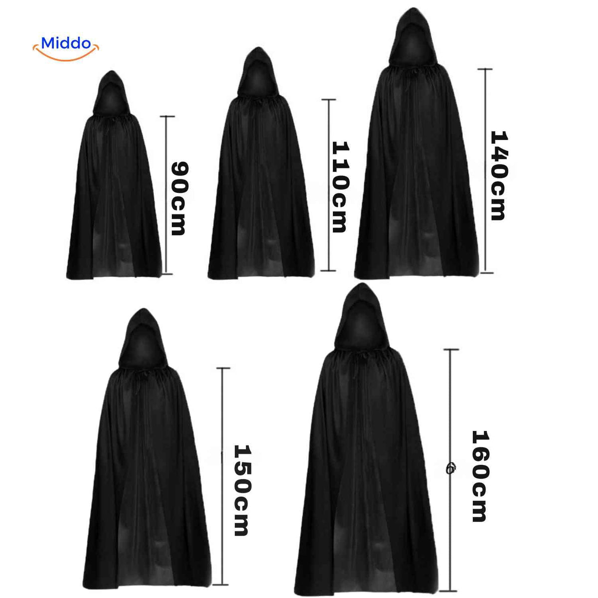 Halloween Magere Hein Kostuum Set met Cape Masker Handschoenen Zeis voor Griezelfeest Cosplay Verkleedpartij | Sansoti