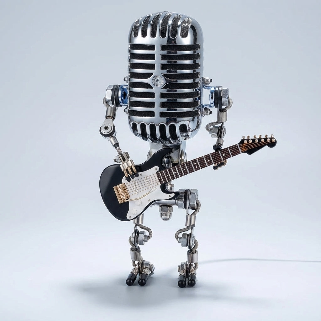 Table Lamp Microphone Robot Guitar LED Retro Desk Lamp USB Battery Bedroom Music Decorative Lamp Gift Vintage | Sansoti