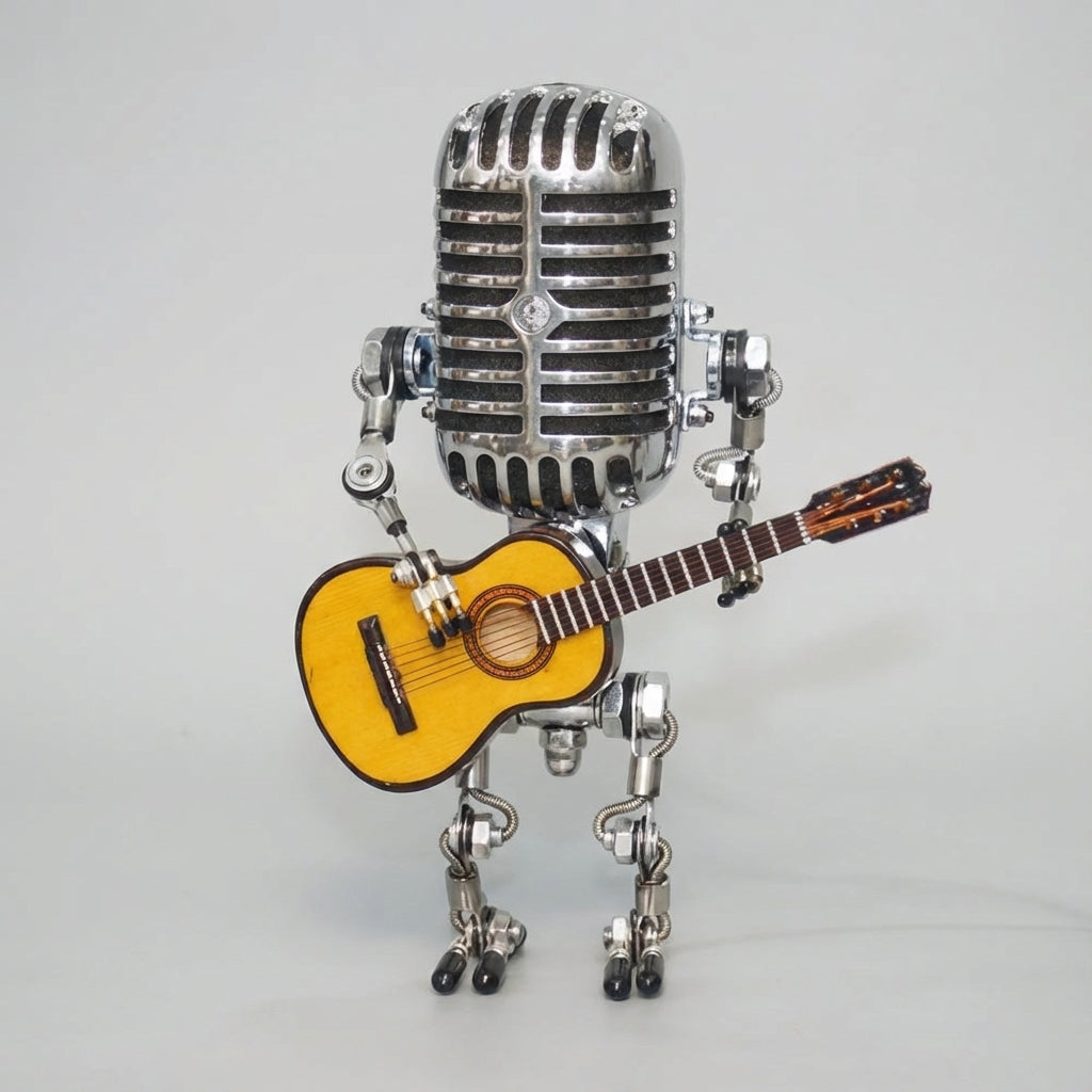 Table Lamp Microphone Robot Guitar LED Retro Desk Lamp USB Battery Bedroom Music Decorative Lamp Gift Vintage | Sansoti