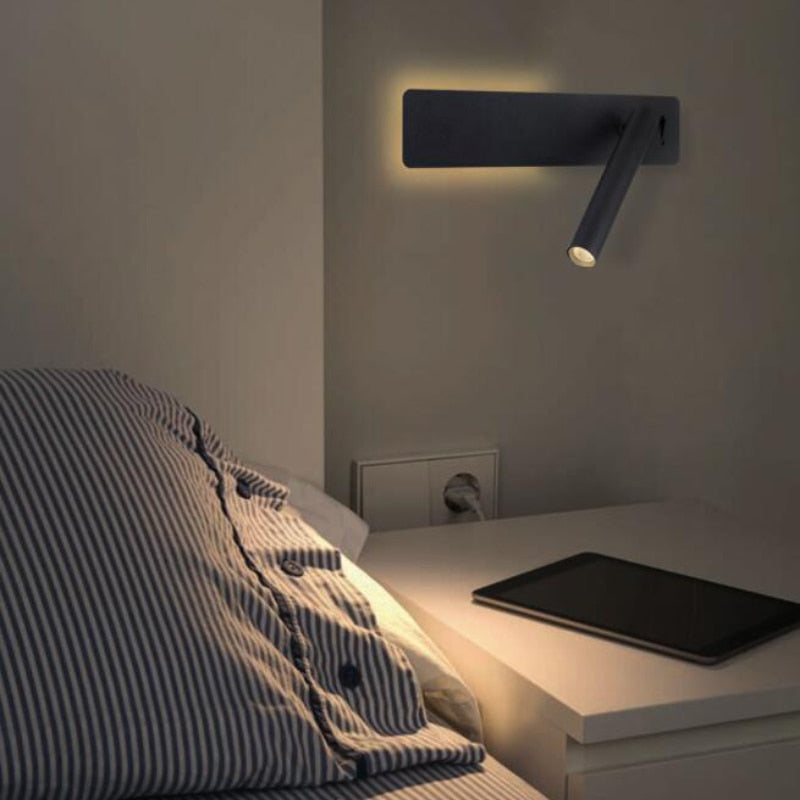 Minimalist LED Wall Lamp With Reading Arm And Warm Ambient Light For Bedroom | Sansoti