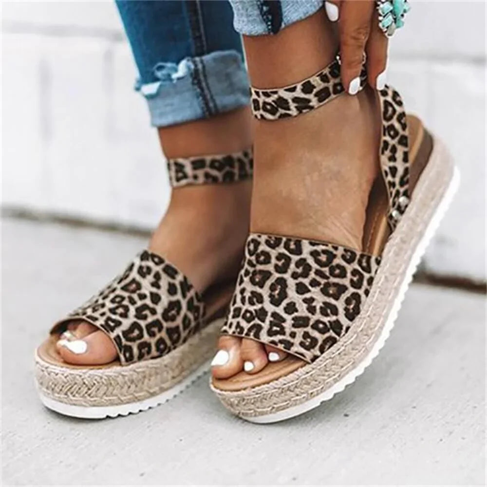 Dames Plateau Sandalen met Verstelbaar Enkelbandje | Zomerse Sleehak Schoenen met Open Teen voor Dagelijks Gebruik | Sansoti