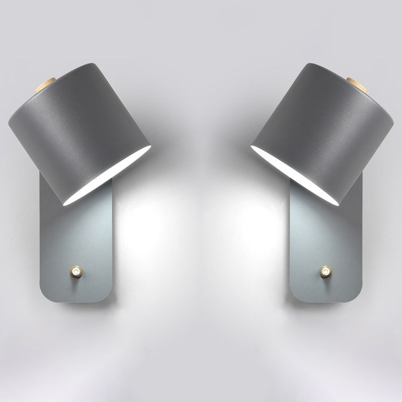 Wall Lamp LED Metal Rotatable Switch White Gray Green Bedroom Living Room Hall Modern | Sansoti