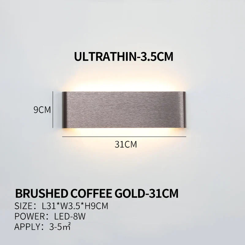 Ultra-thin Design Wall Lamp APHRODITE — Modern Aluminum LED Wall Lighting with Acrylic Shade | Sansoti