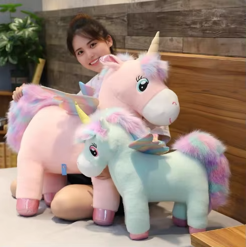 Plüsch-Einhorn-Kuscheltier XXL, weiches Füllspielzeug für Kinder, Fantasie-Dekoration fürs Schlafzimmer, Geschenk | Sansoti
