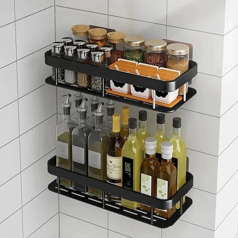 Étagère de salle de bain autocollante sans perçage ABS inox Étagère d'angle Douche Scandinave Moderne | Sansoti