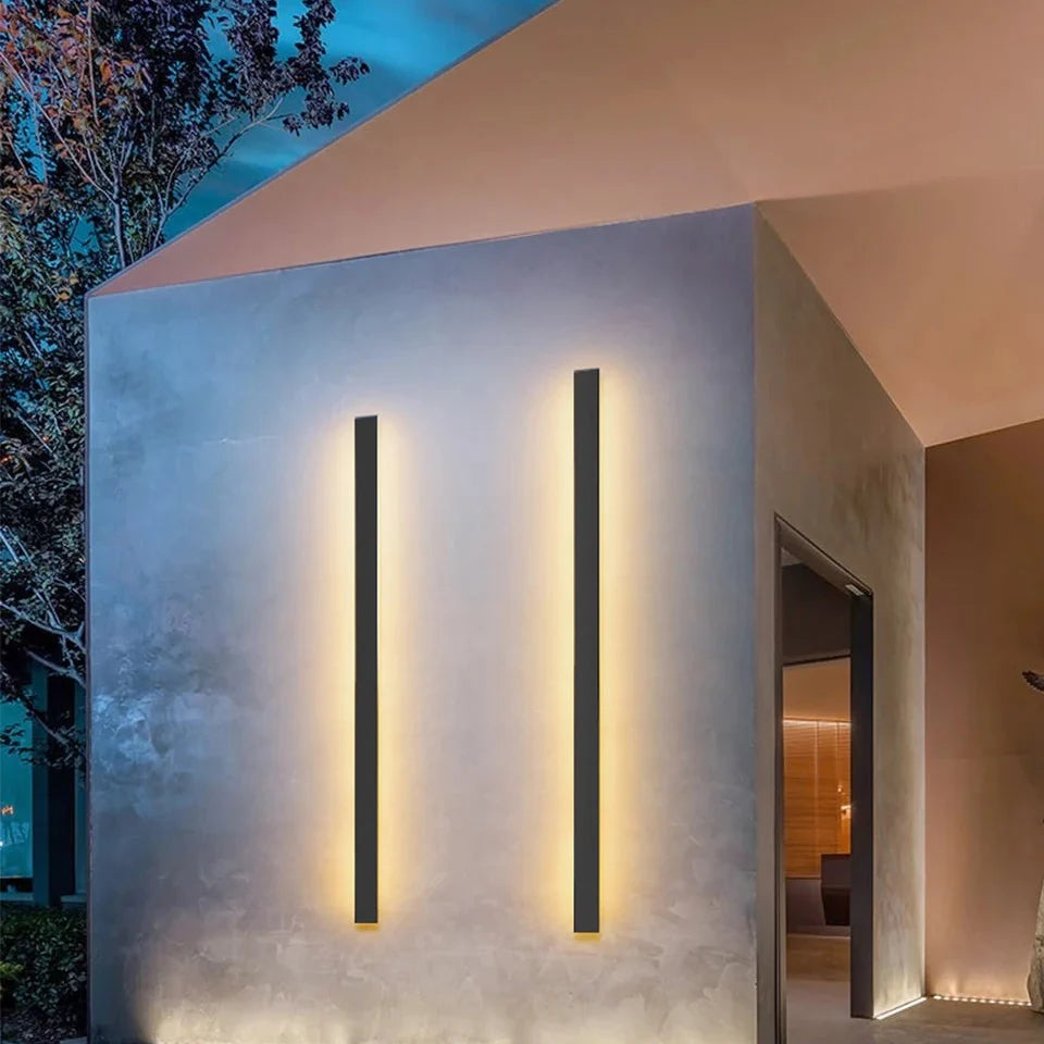 Linear Outdoor Wall Light LED Metal Black IP65 Waterproof for Garden Patio Facade Modern Outdoor Lighting | Sansoti