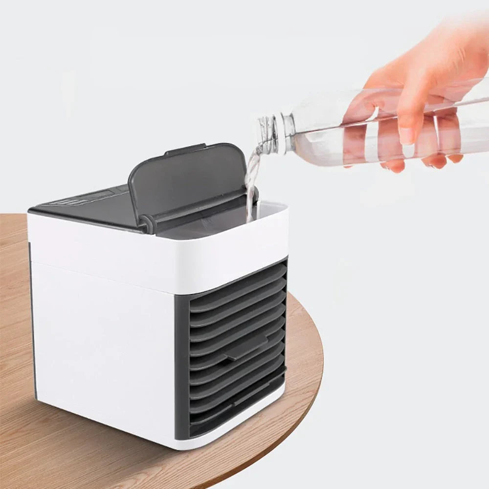 Personal USB Air Cooler Mini Air Conditioner 3 Settings Evaporative Humidifier Night Light Desk Office | Sansoti