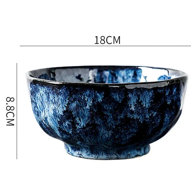 10-Piece Dinnerware Set Milky Way Design Blue Ceramic for Daily Use and Holidays | Sansoti