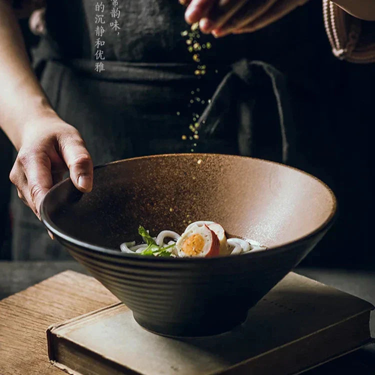 Ceramic ramen bowl 18 cm Japanese design soup bowl noodle bowl rice bowl tableware kitchen handmade | Sansoti