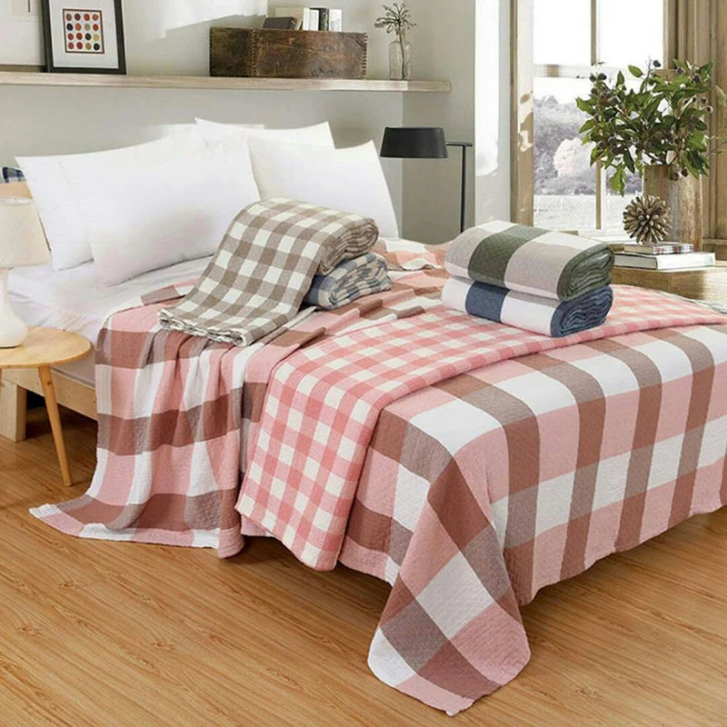 Manta de algodón con diseño de cuadros – Manta suave para sofá y cama – 150×200 o 200×230 cm – Decoración versátil | Sansoti