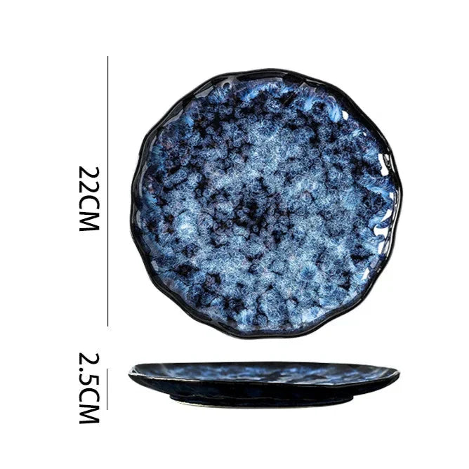 10-Piece Dinnerware Set Milky Way Design Blue Ceramic for Daily Use and Holidays | Sansoti