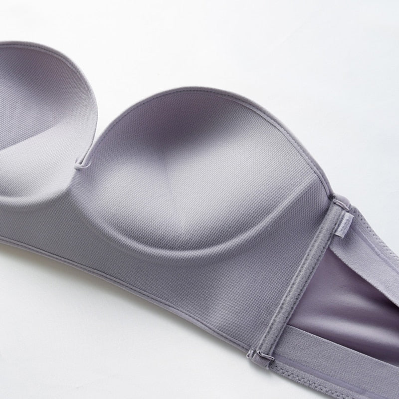 Bandeau strapless bra Seamless Soft Stretchy Invisible Women's A B C D Cup 70-90 Comfortable Underwear | Sansoti