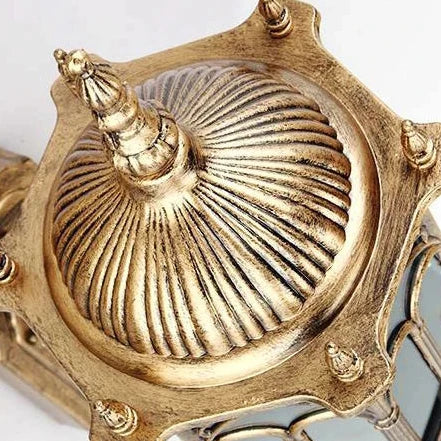 Gotycka lampa ścienna Brąz i szkło oświetlenie zewnętrzne IP65 E27 wodoodporna historyczny design taras ogród | Sansoti