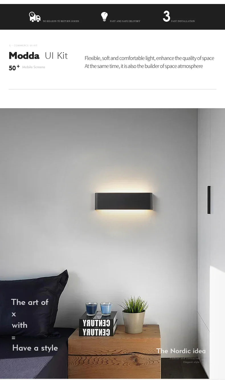 Ultra-thin Design Wall Lamp APHRODITE — Modern Aluminum LED Wall Lighting with Acrylic Shade | Sansoti