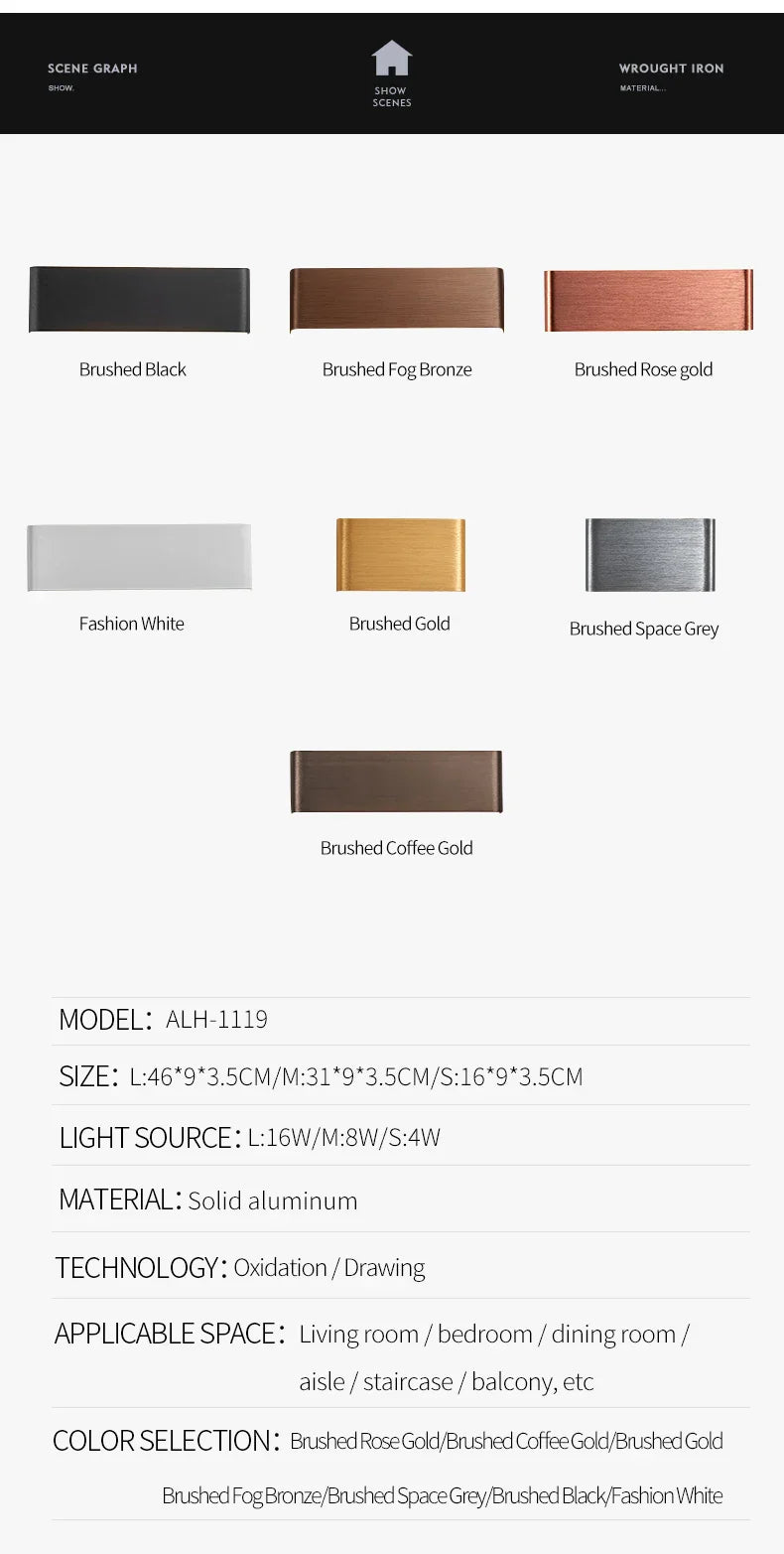 Ultra-thin Design Wall Lamp APHRODITE — Modern Aluminum LED Wall Lighting with Acrylic Shade | Sansoti