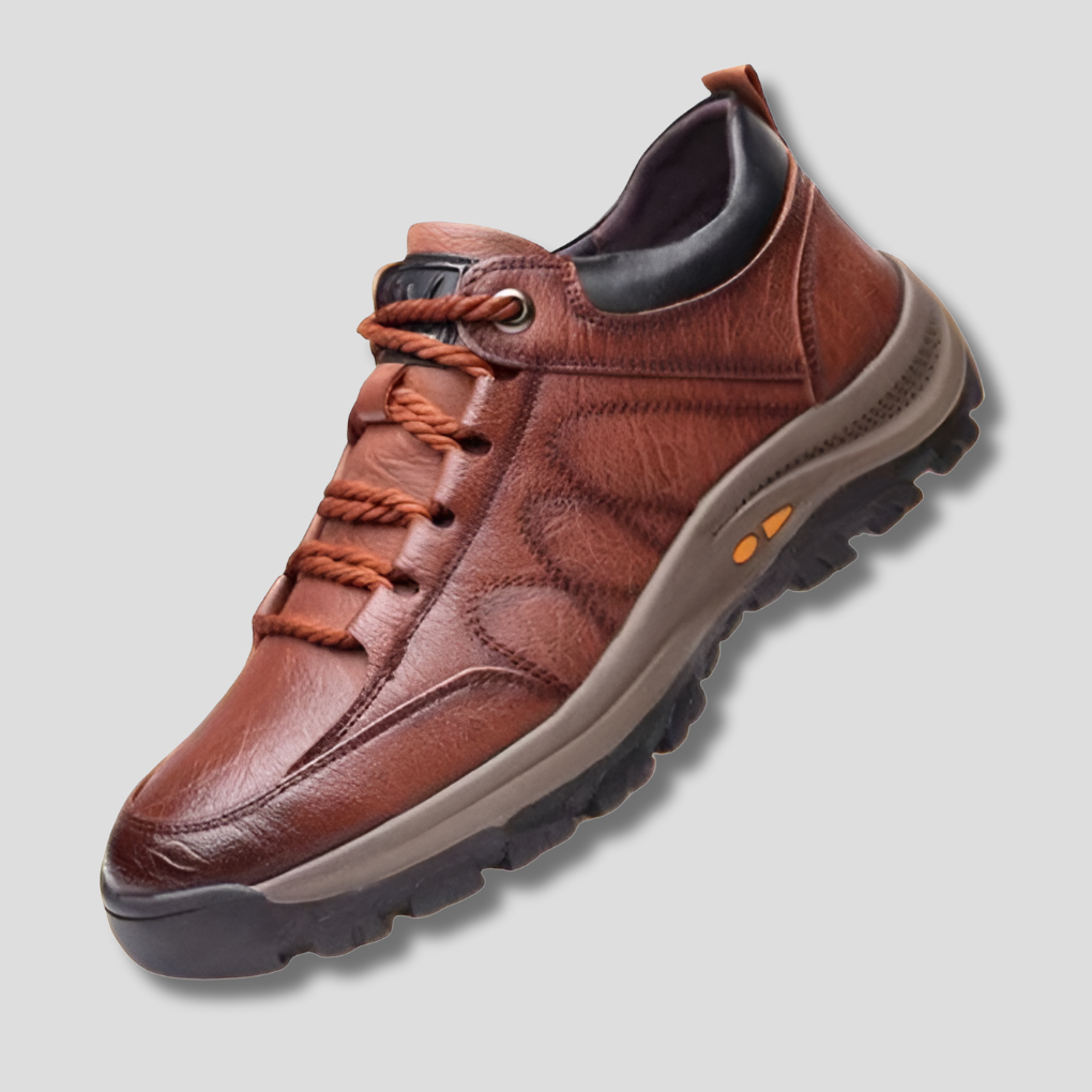 Leather men's shoes with orthopedic footbed, black, chestnut brown, foot support, work shoes, casual | Sansoti