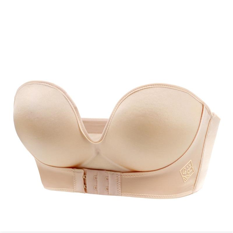 Bandeau strapless bra Seamless Soft Stretchy Invisible Women's A B C D Cup 70-90 Comfortable Underwear | Sansoti