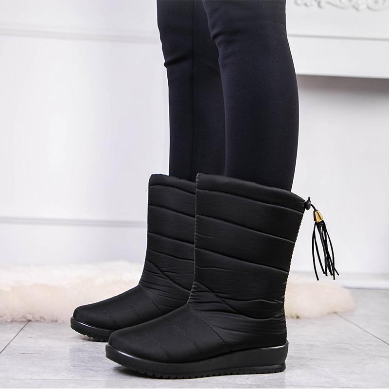Gevoerde Waterdichte Winterlaarzen Dames met Antislipzool – Warme Polyester Snowboots voor Brede Voeten | Sansoti