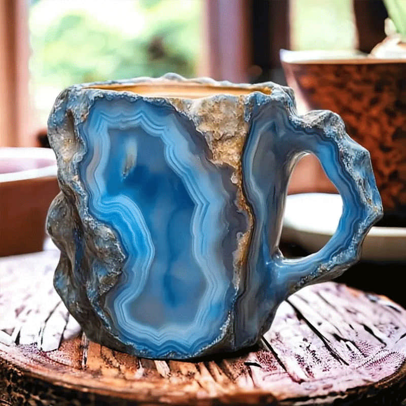 Gemstone Mug with Gold Accent 350ml Coffee Cup Tea Mug Drinking Cup for Everyday Use Modern Style | Sansoti
