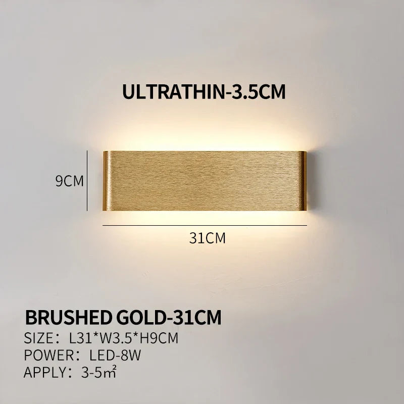 Ultra-thin Design Wall Lamp APHRODITE — Modern Aluminum LED Wall Lighting with Acrylic Shade | Sansoti