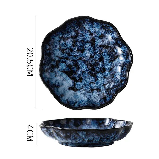 10-Piece Dinnerware Set Milky Way Design Blue Ceramic for Daily Use and Holidays | Sansoti
