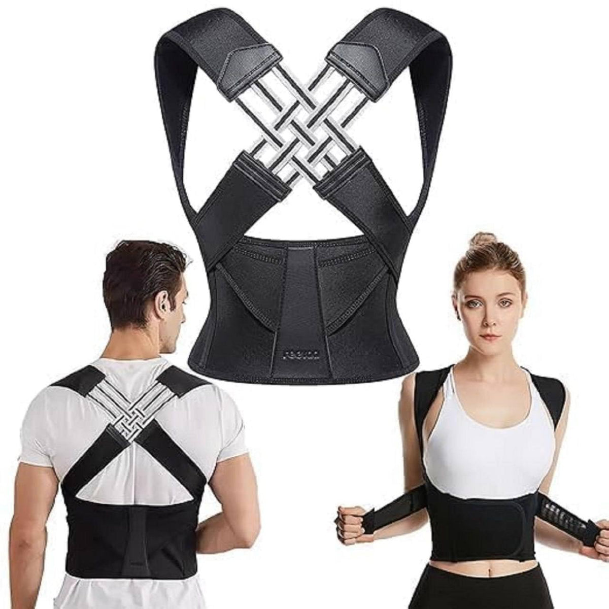 Adjustable Unisex Posture Corrector Back Brace with Neck Support Neoprene Polyester Vest Back Neck Posture | Sansoti