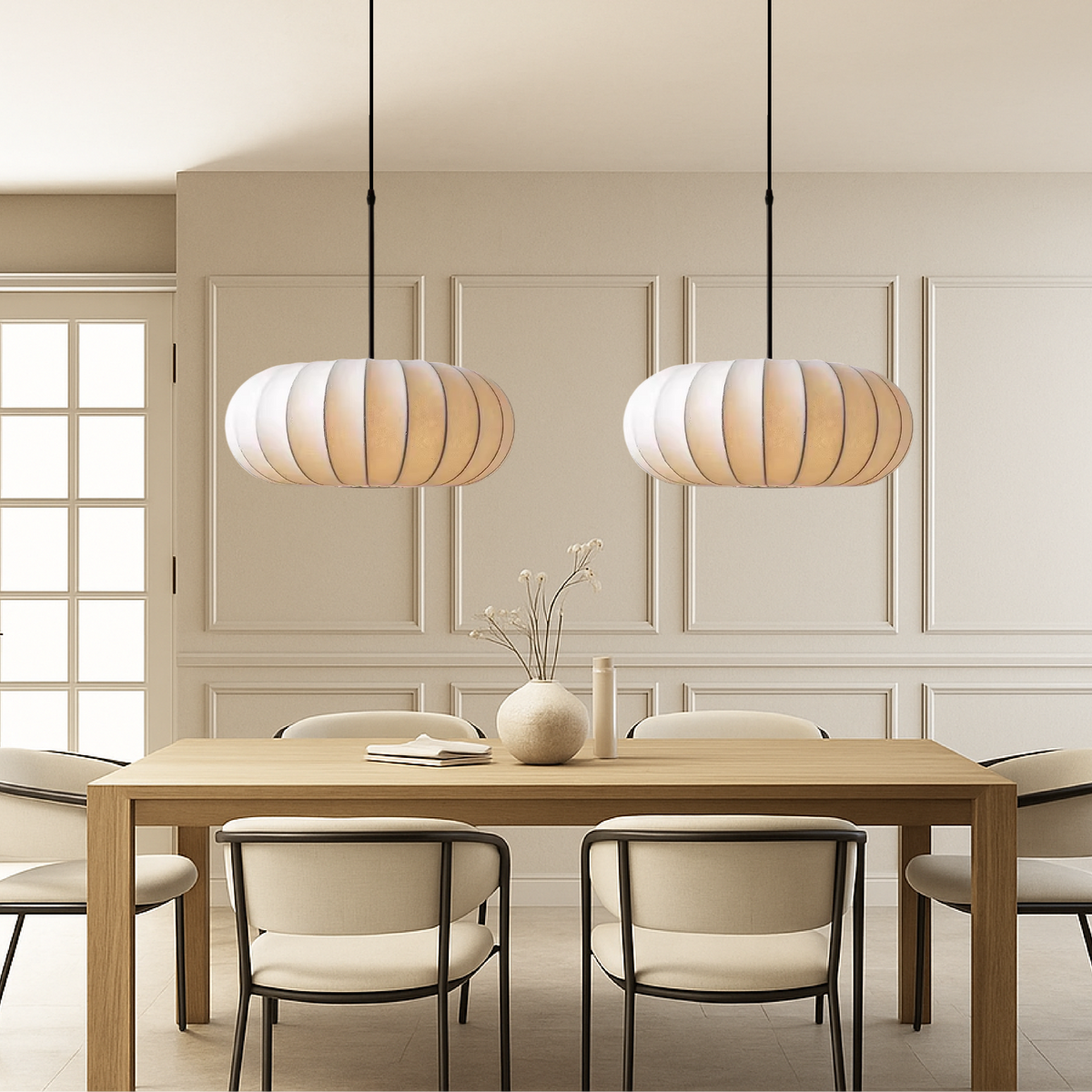 Silk Pendant Light Handmade E27 Adjustable Cable Dining Room Bar Table Minimalist Lighting 30-60cm | Sansoti