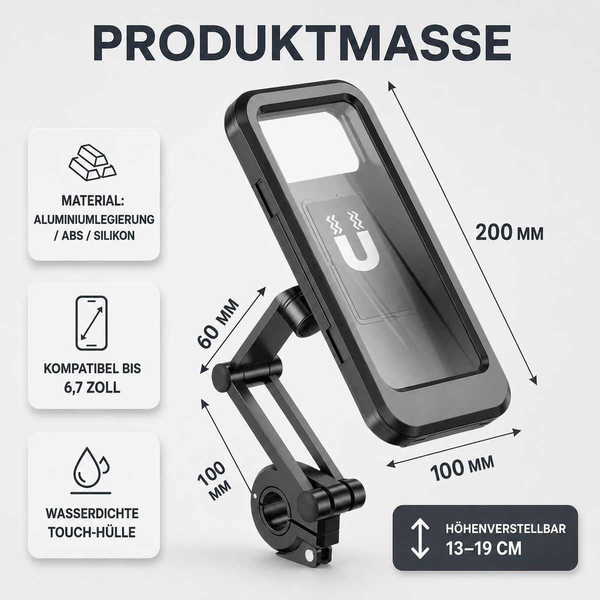 Smartphone Houder Motorfiets Waterdicht 360° Draaibaar Fiets Telefoonhouder Stuurmontage Universeel Zwart | Sansoti