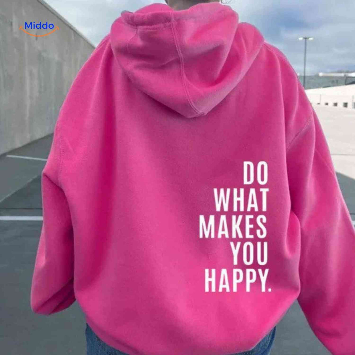 Oversized Women's Cotton-Blend Hoodie Motivational Text Streetwear Fit Comfortable Casual Seasonal Clothing | Sansoti
