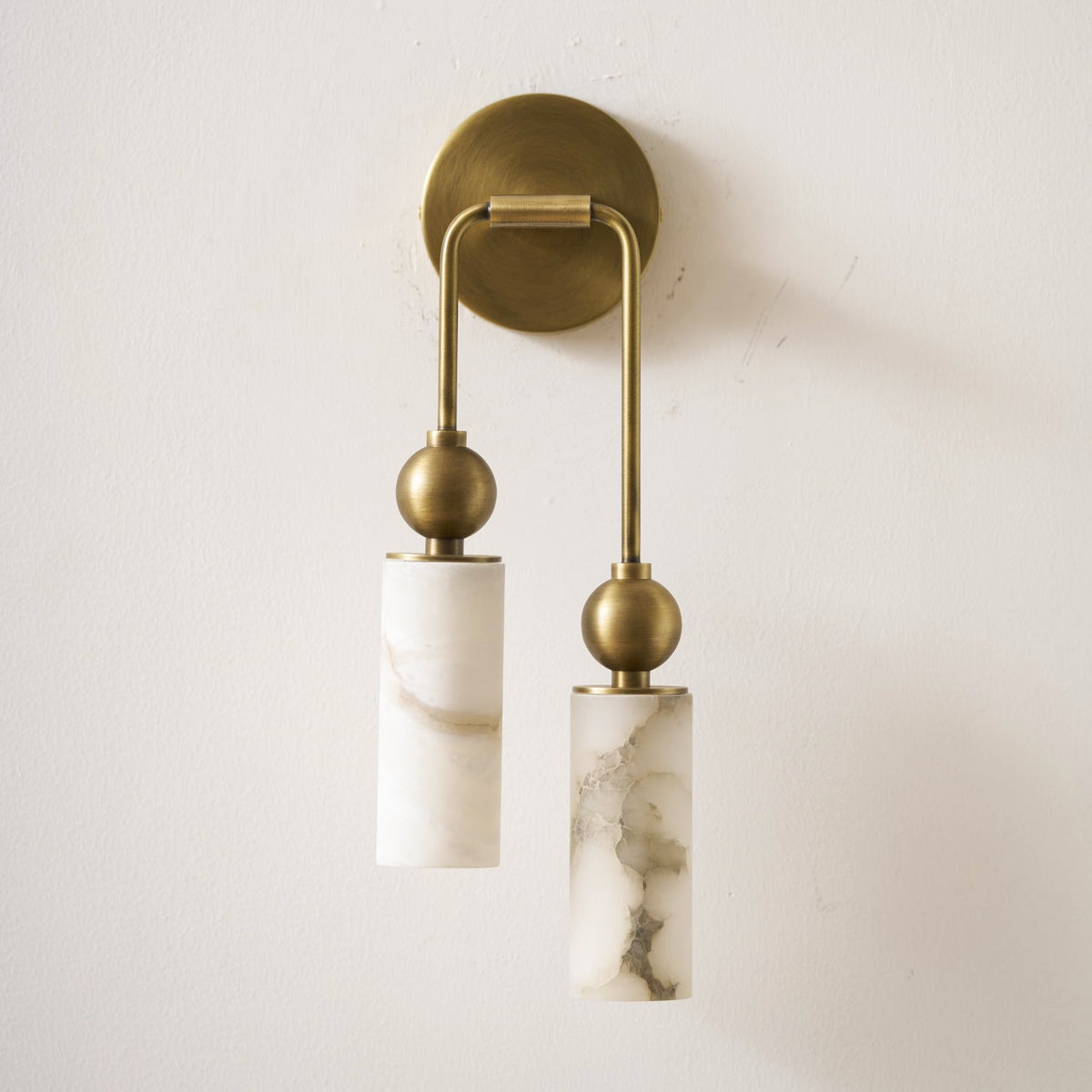Vintage-Wandlampe mit Vogel in Messing und Alabaster – Design-Wandlampe für Schlafzimmer, Flur und Wohnzimmer mit E14-Fassung | Sansoti