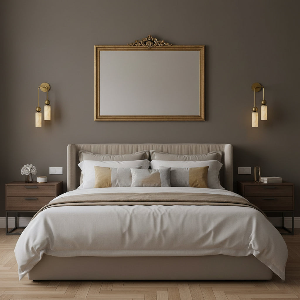 Vintage-Wandlampe mit Vogel in Messing und Alabaster – Design-Wandlampe für Schlafzimmer, Flur und Wohnzimmer mit E14-Fassung | Sansoti