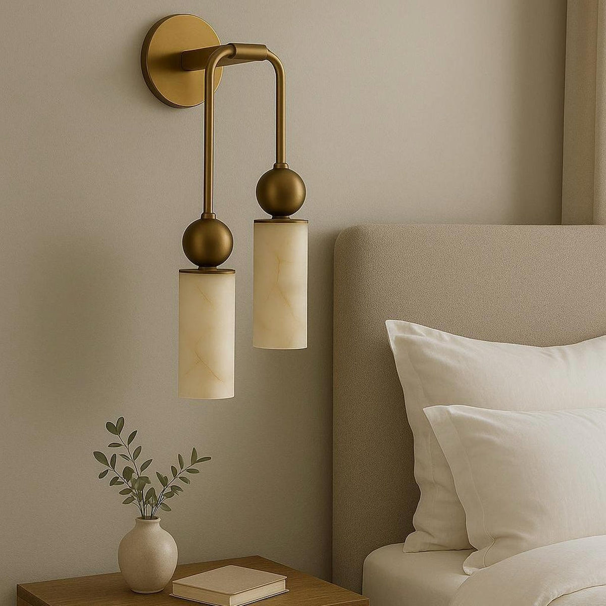 Lampa ścienna vintage z ptakiem z mosiądzu i alabastru – designerska lampa ścienna do sypialni, przedpokoju i salonu z oprawką E14 | Sansoti