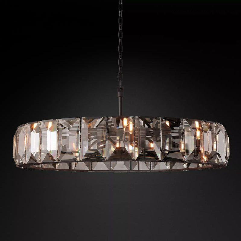 Round Crystal Chandelier 150cm – 14 Lights Glass Pendant Light for Dining Room Living Room and Entryway | Sansoti