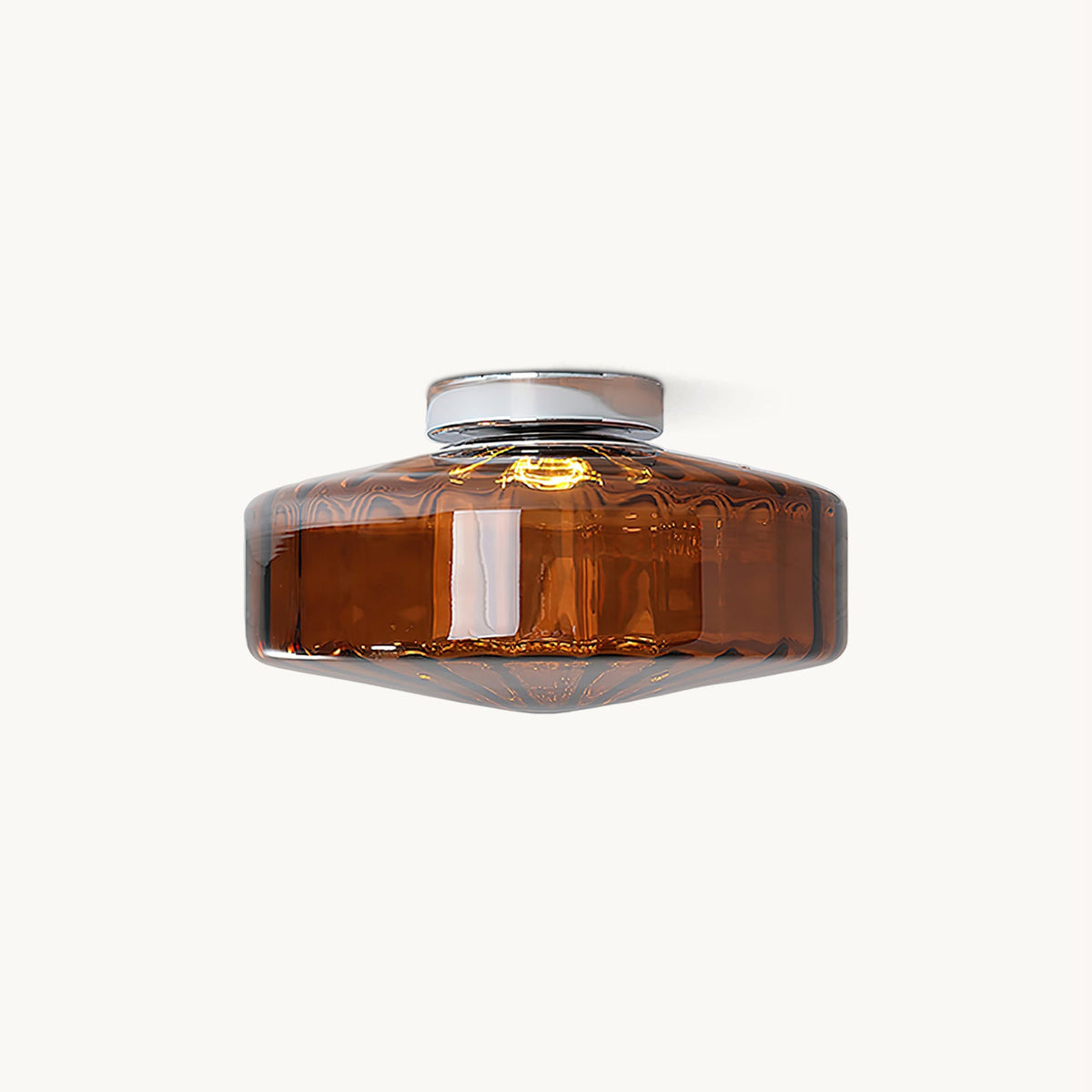 Deckenleuchte Geripptes Glas Chrom Vintage Modern Kompakte Beleuchtung Flur | Sansoti