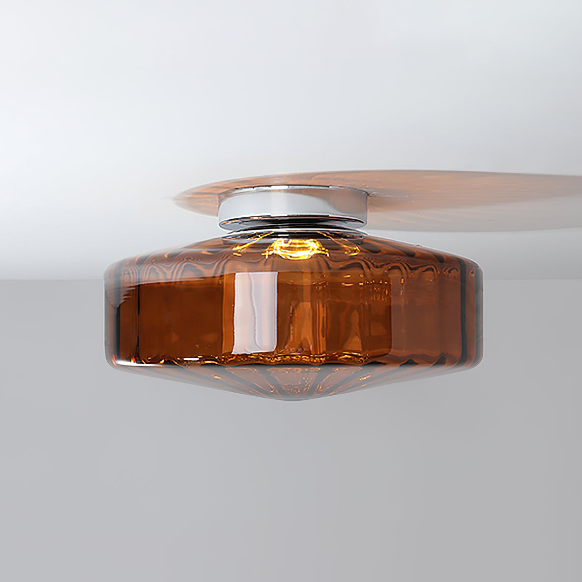 Ceiling Lamp Ribbed Glass Chrome Vintage Modern Compact Hall Lighting | Sansoti