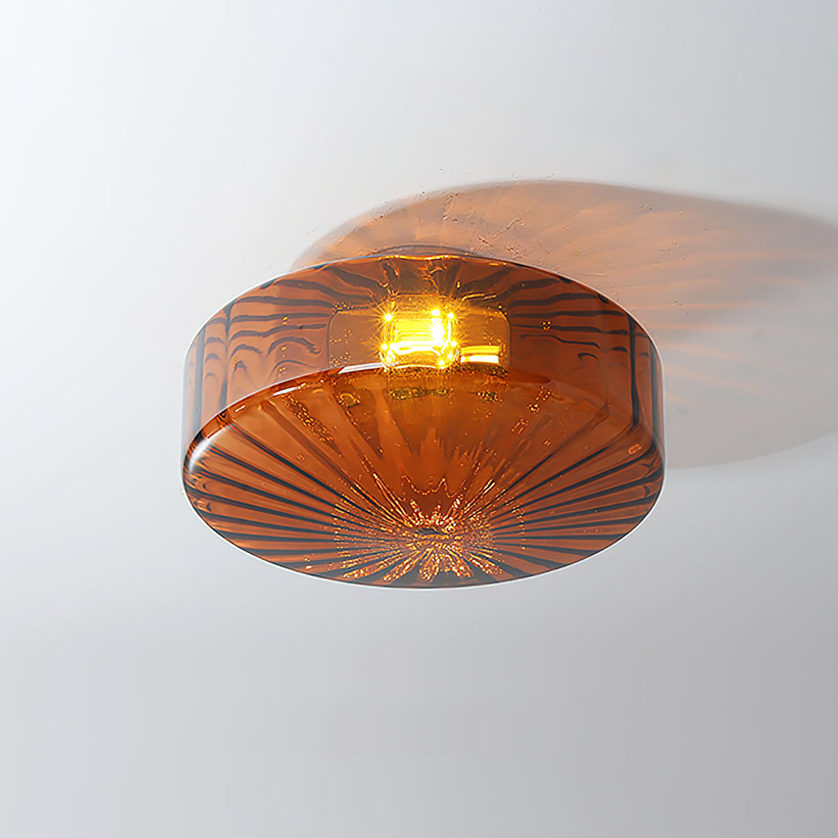 Ceiling Lamp Ribbed Glass Chrome Vintage Modern Compact Hall Lighting | Sansoti