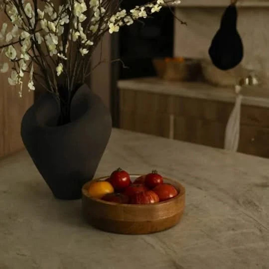 Houten Serveerkom Set Wit 2-delig Stapelbaar Natuurhout Saladekom Fruitschaal Scandinavisch Design Keuken | Sansoti