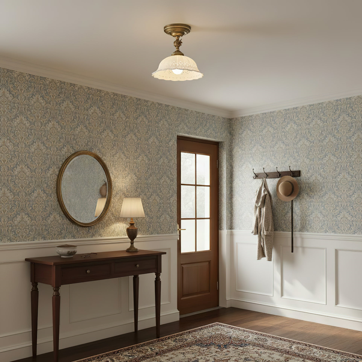 Haylea Ceiling Lamp Ceramic & Brass – Classic Entrance Dining Room Lighting ø 22 cm | Sansoti