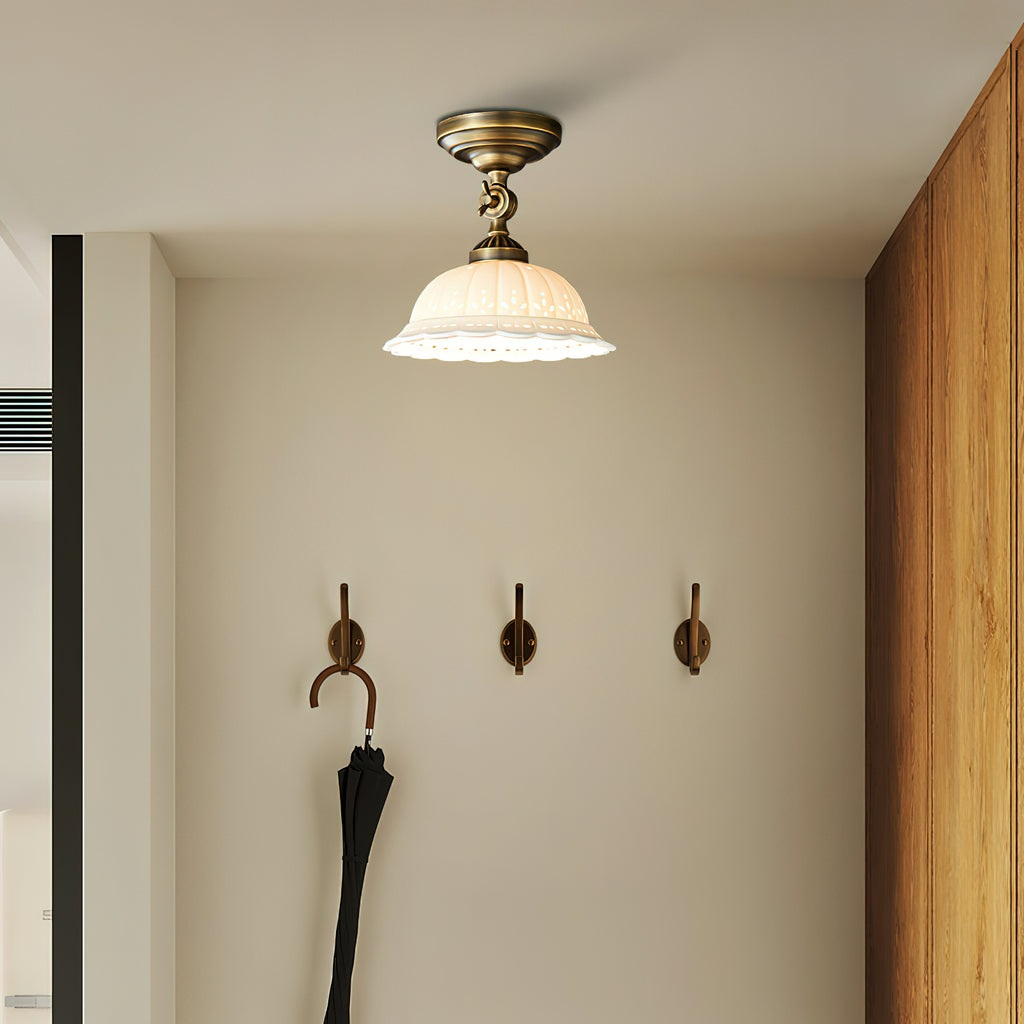 Haylea Ceiling Lamp Ceramic & Brass – Classic Entrance Dining Room Lighting ø 22 cm | Sansoti