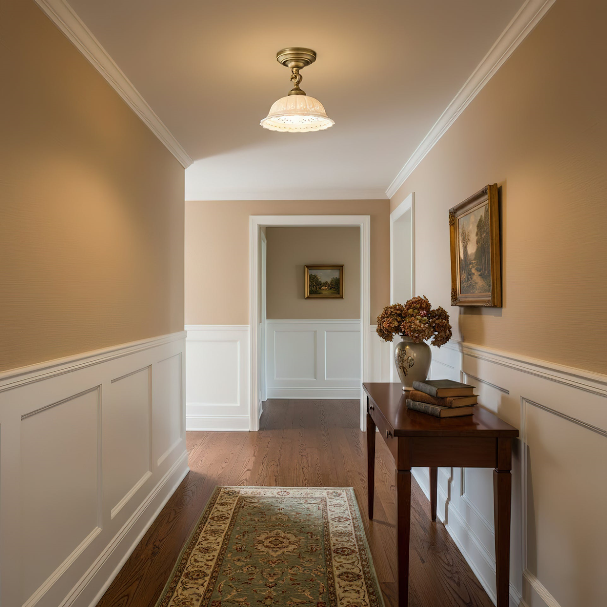 Haylea Ceiling Lamp Ceramic & Brass – Classic Entrance Dining Room Lighting ø 22 cm | Sansoti