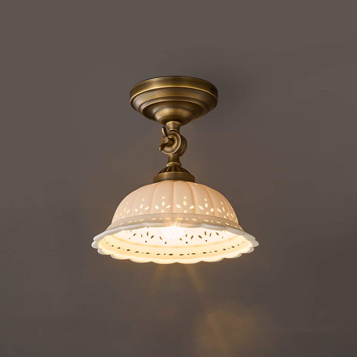 Haylea Ceiling Lamp Ceramic & Brass – Classic Entrance Dining Room Lighting ø 22 cm | Sansoti